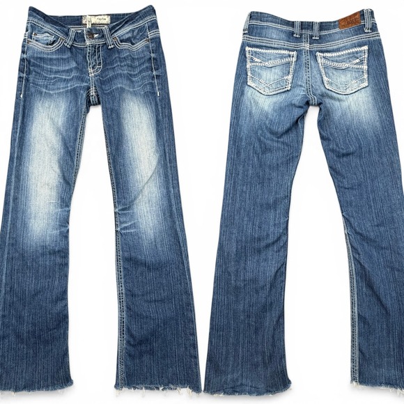 BKE Denim - BKE Payton Bootcut Jeans Womens 26R (Fits 29x30) Blue Low Rise Raw Hem Stretch